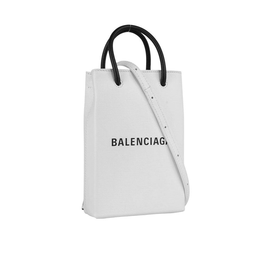 【BALENCIAGA】Logo購物手機袋(白色) 757773 0AI2N 9000