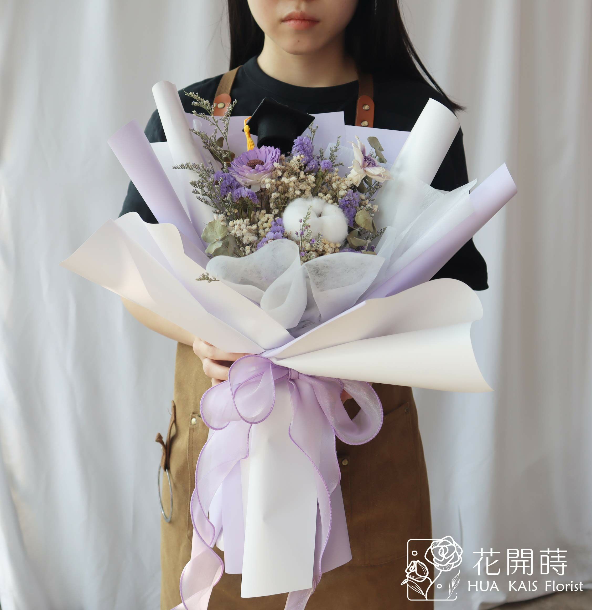 乾燥花束|紫色太陽花乾燥花束(L)|大型花束|永生花|畢業花束|母親節花束