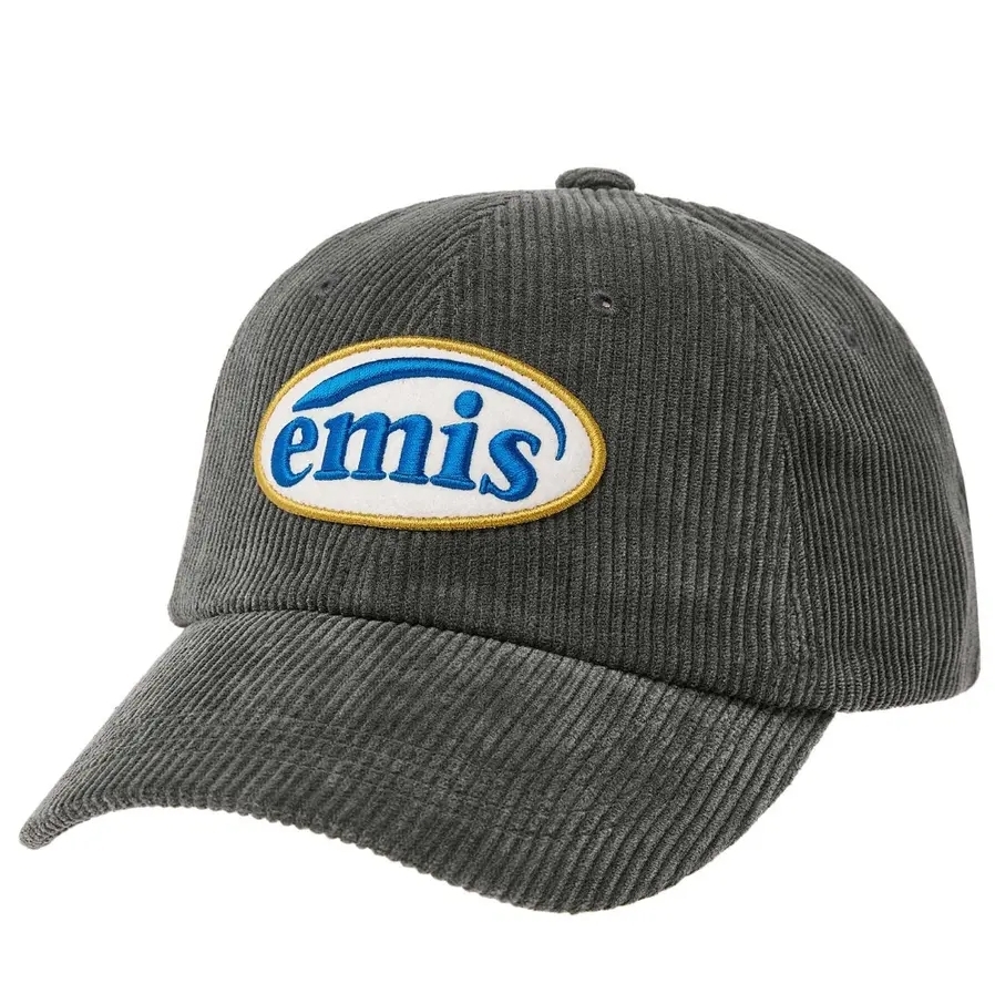 EMIS CORDUROY WAPPEN BALL CAP (RENEWAL)-CHARCOAL 燈心絨 刺繡 灰 老帽 棒球帽