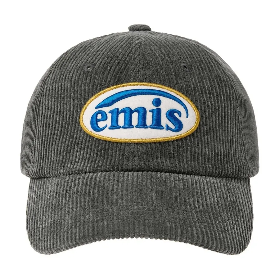 EMIS CORDUROY WAPPEN BALL CAP (RENEWAL)-CHARCOAL 燈心絨 刺繡 灰 老帽 棒球帽
