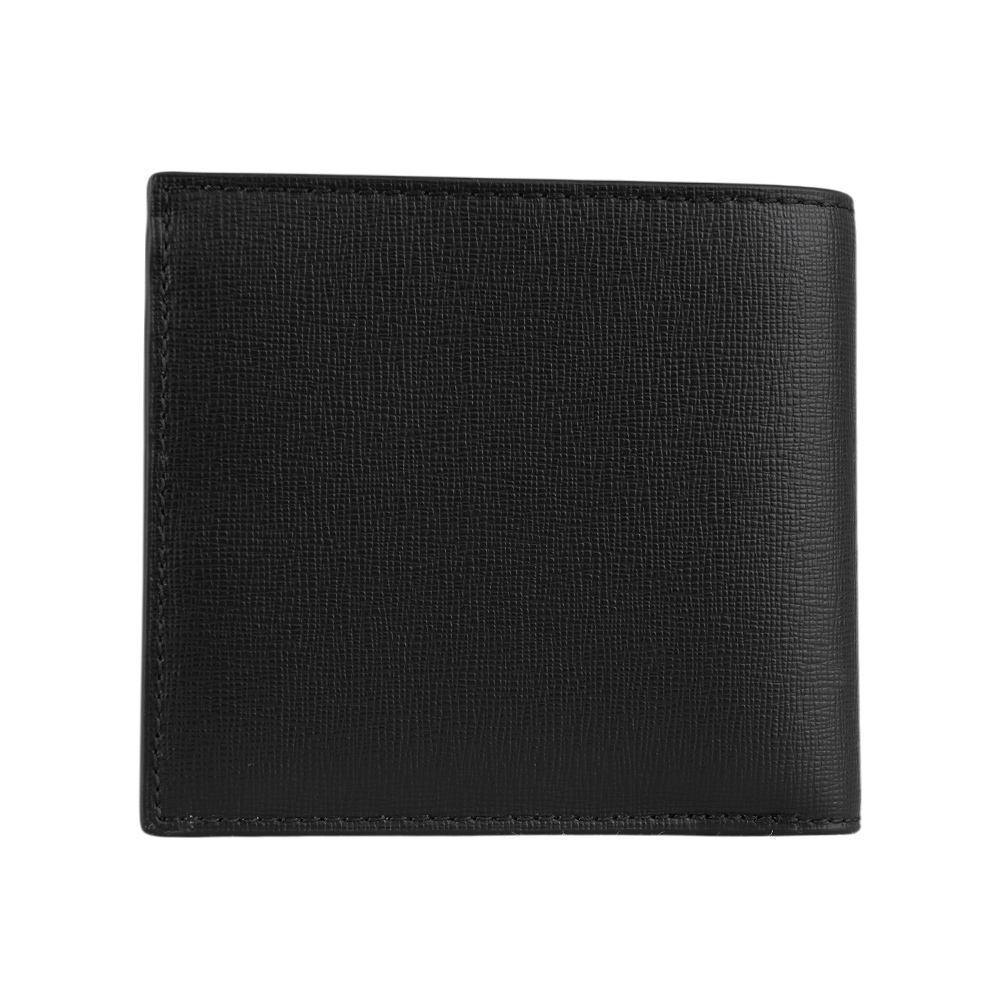 【BALLY】Mythos 紅白條紋再生牛皮對開零錢袋短夾(黑色) 6308579