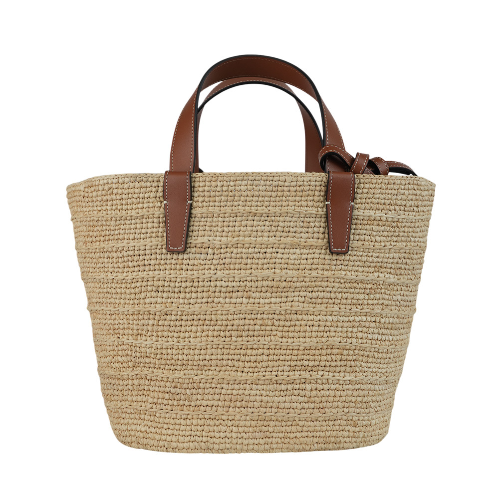 【CELINE】Teen Classic Panier 小牛皮標誌二用草編包(焦糖色) 115802FF7.04LU