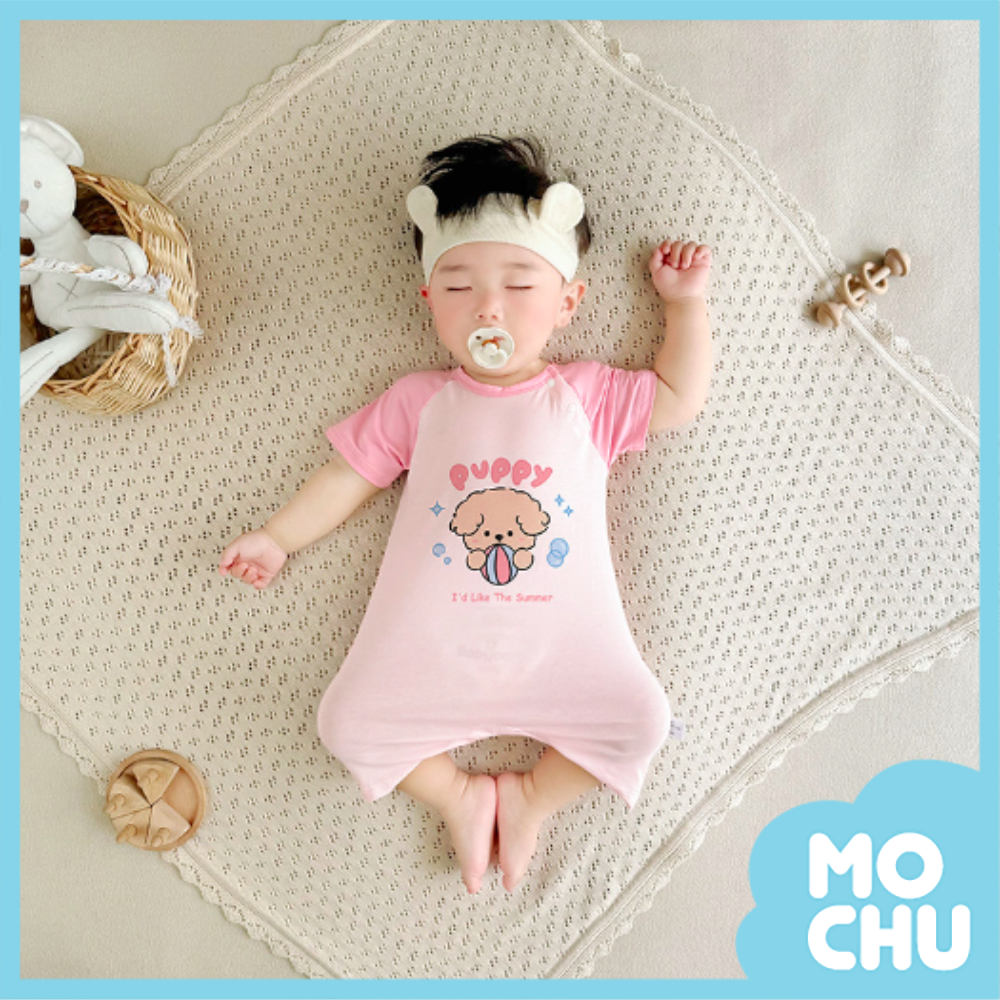 粉泡泡短袖連身衣