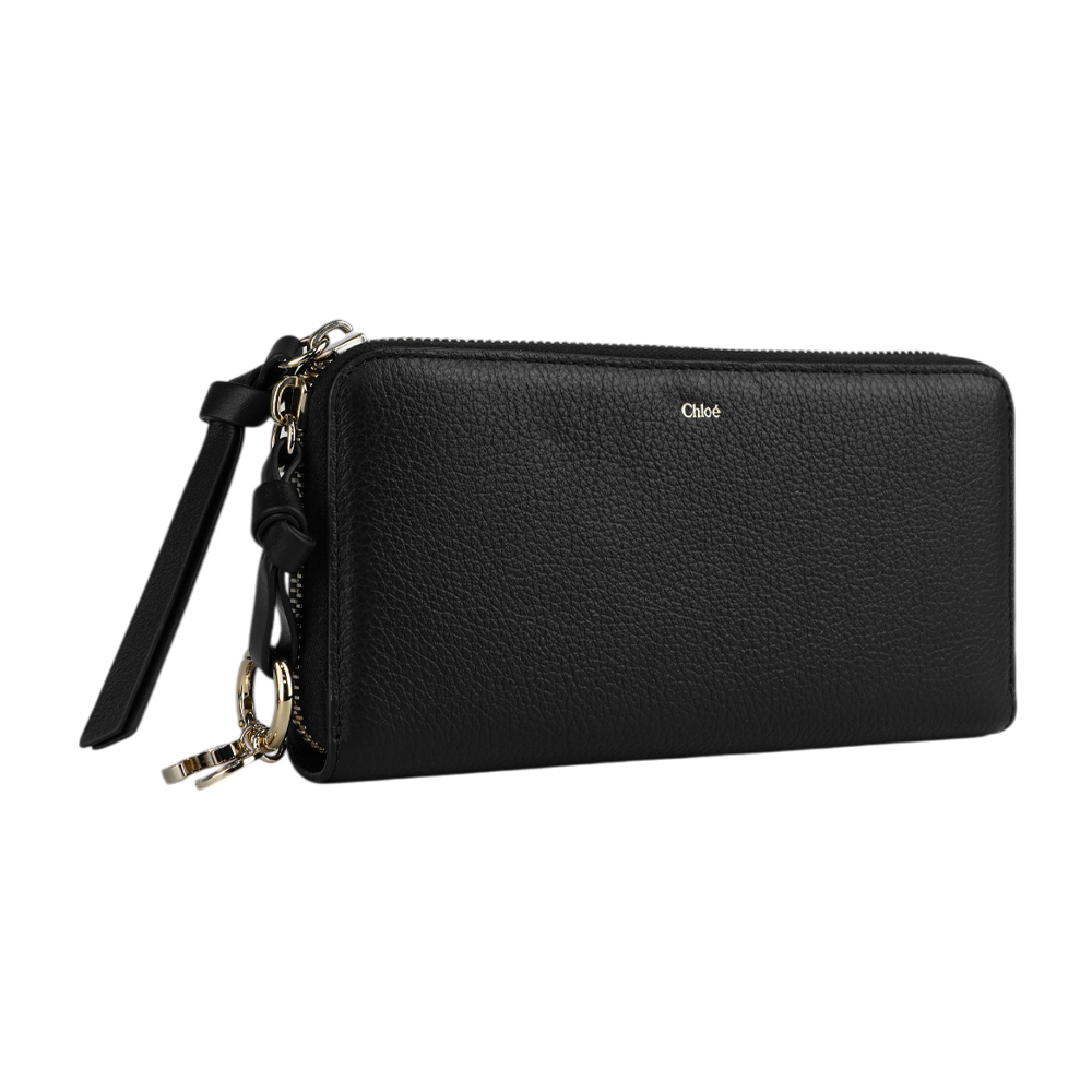 【Chloé】Alphabet C Logo 墜飾牛皮ㄇ形拉鍊長夾