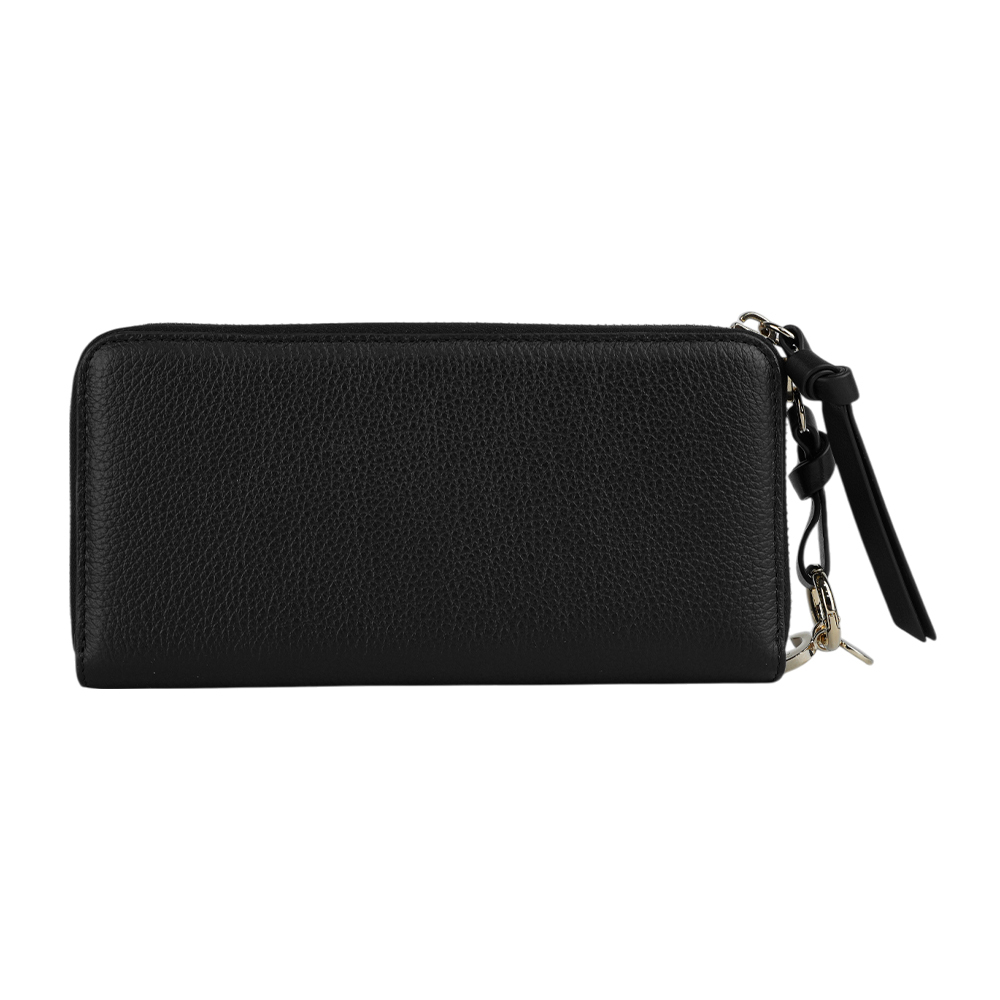 【CHLOE'】Alphabet C Logo 墜飾牛皮ㄇ形拉鍊長夾(黑色) CHC21WP941F57 001