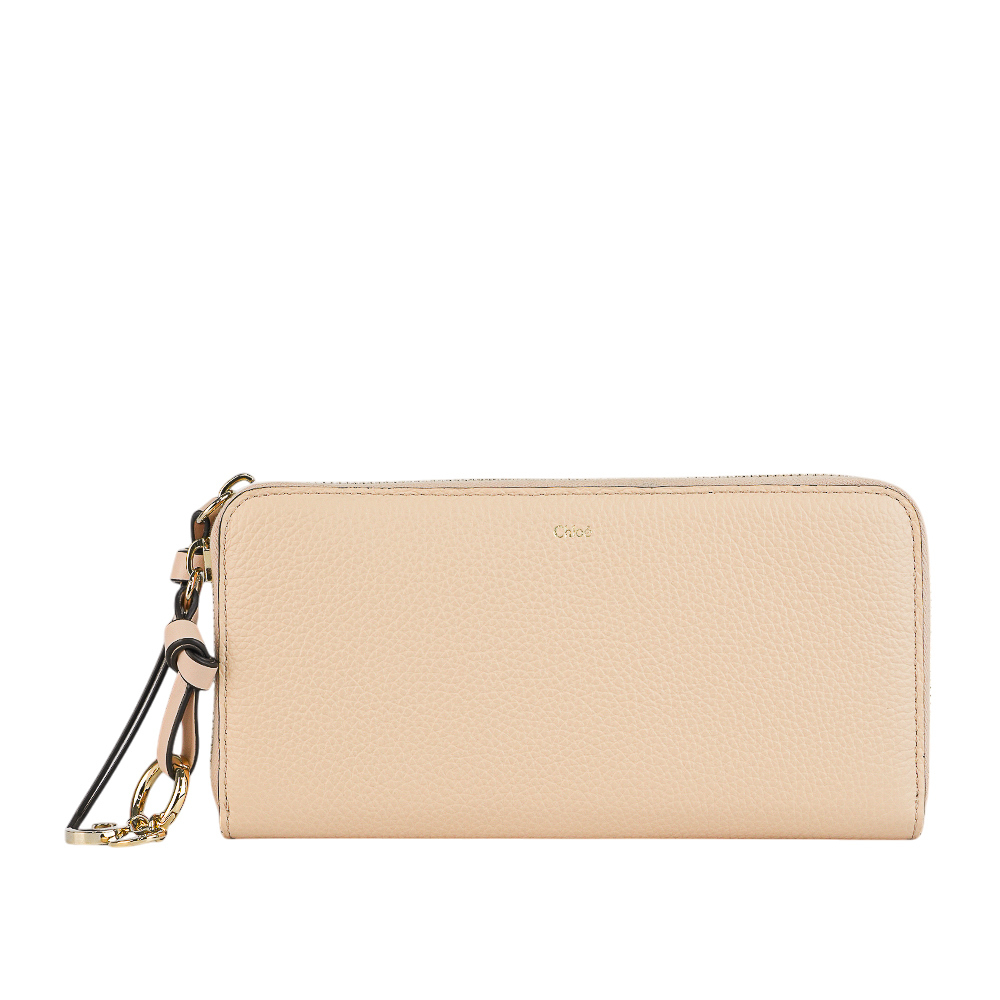 【Chloé】Alphabet C Logo 墜飾牛皮ㄇ形拉鍊長夾