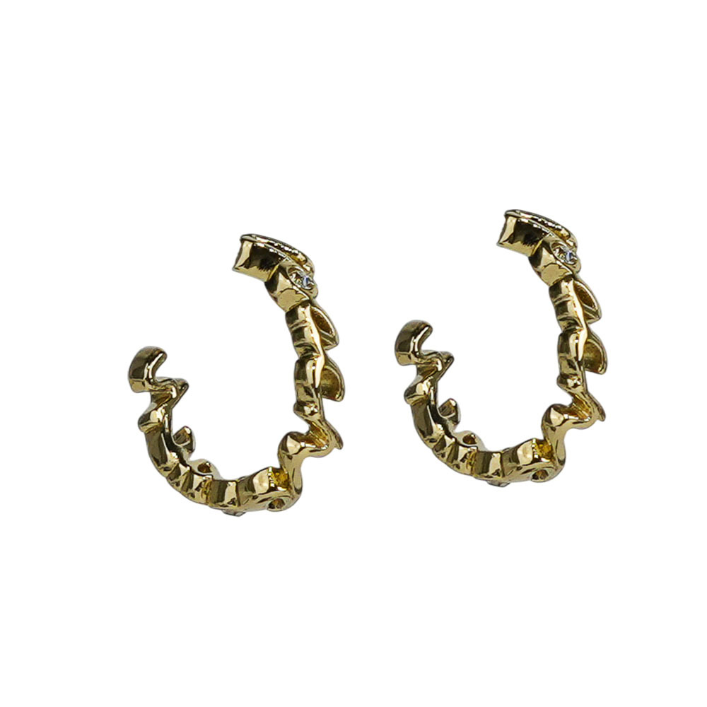 【COACH】Script 草寫標誌小型圓弧針式耳環(金色)