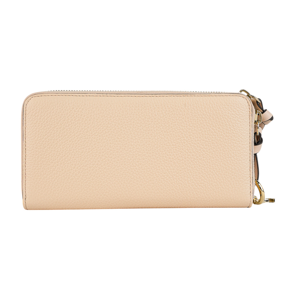 【CHLOE'】Alphabet C Logo 墜飾牛皮ㄇ形拉鍊長夾(灰粉色) CHC21WP941F57 6J5