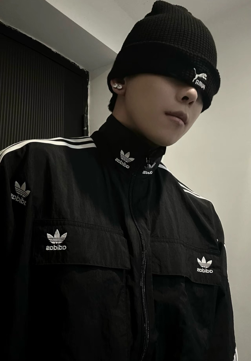 adidas Originals 三葉草立領短款運動外套｜女款｜黑色