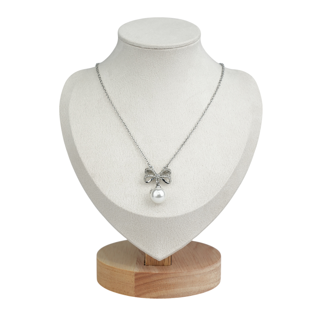 【COACH】C Logo 玻璃珍珠針式耳環+玻璃珍珠蝴蝶結項鍊飾品禮盒(銀色)