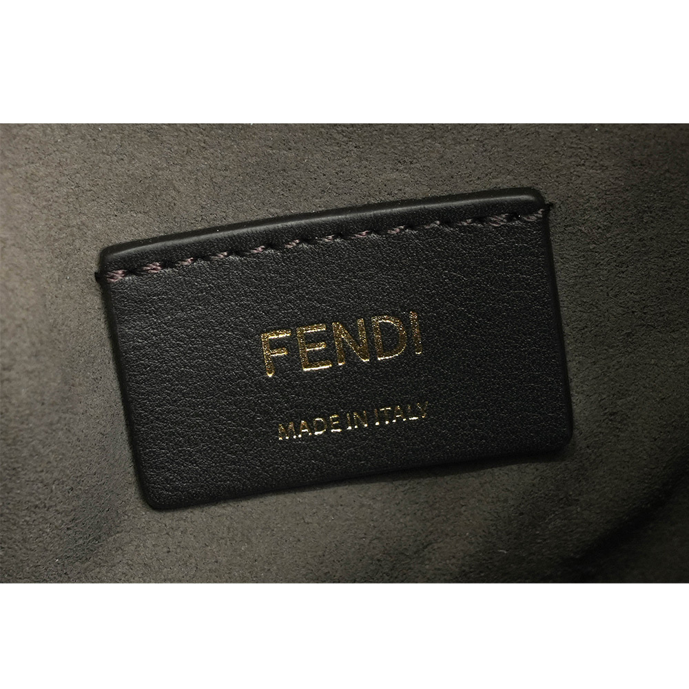 【FENDI】MON TRESOR FF LOGO 滿版標誌布質二用迷你水桶包(棕色) 8BS010 ARBN F1NXB