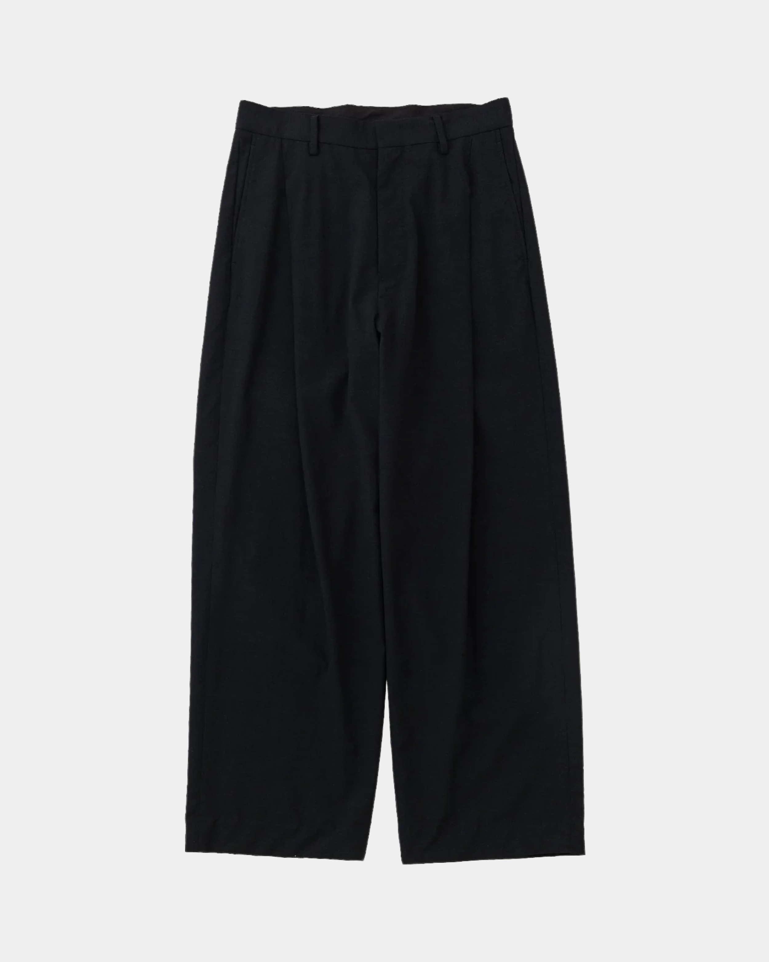 URU TOKYO - WOOL TROPICAL - 1 TUCK PANTS / BLACK