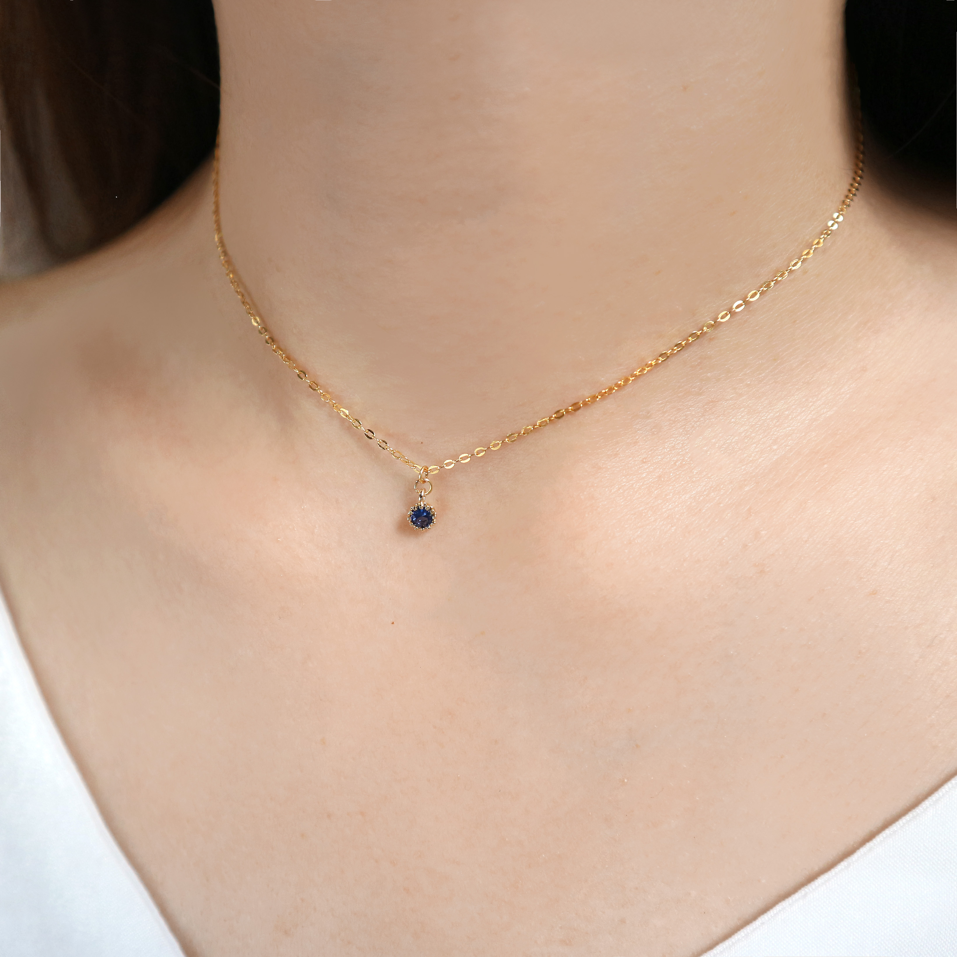 鋯石項鍊-藍-14K注金