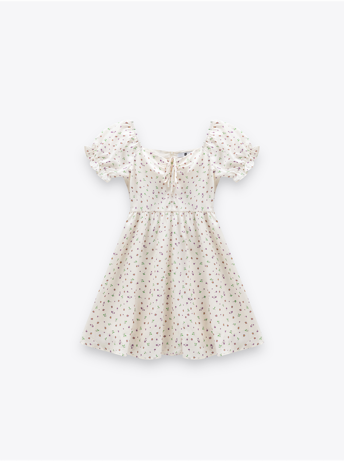 小花荷葉邊短袖洋裝