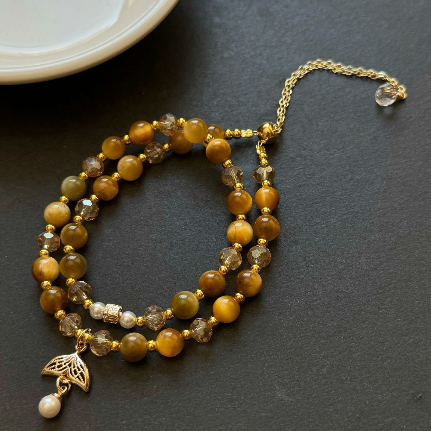 [原石] 玉化虎眼石 水晶雙圈手串