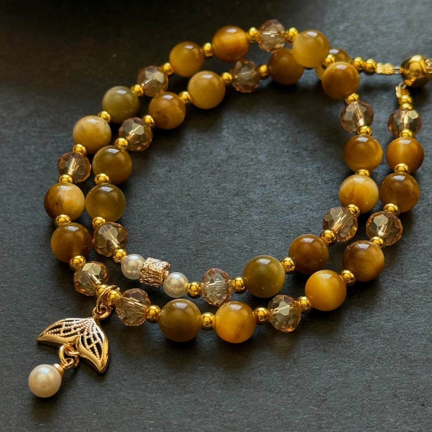 [原石] 玉化虎眼石 水晶雙圈手串