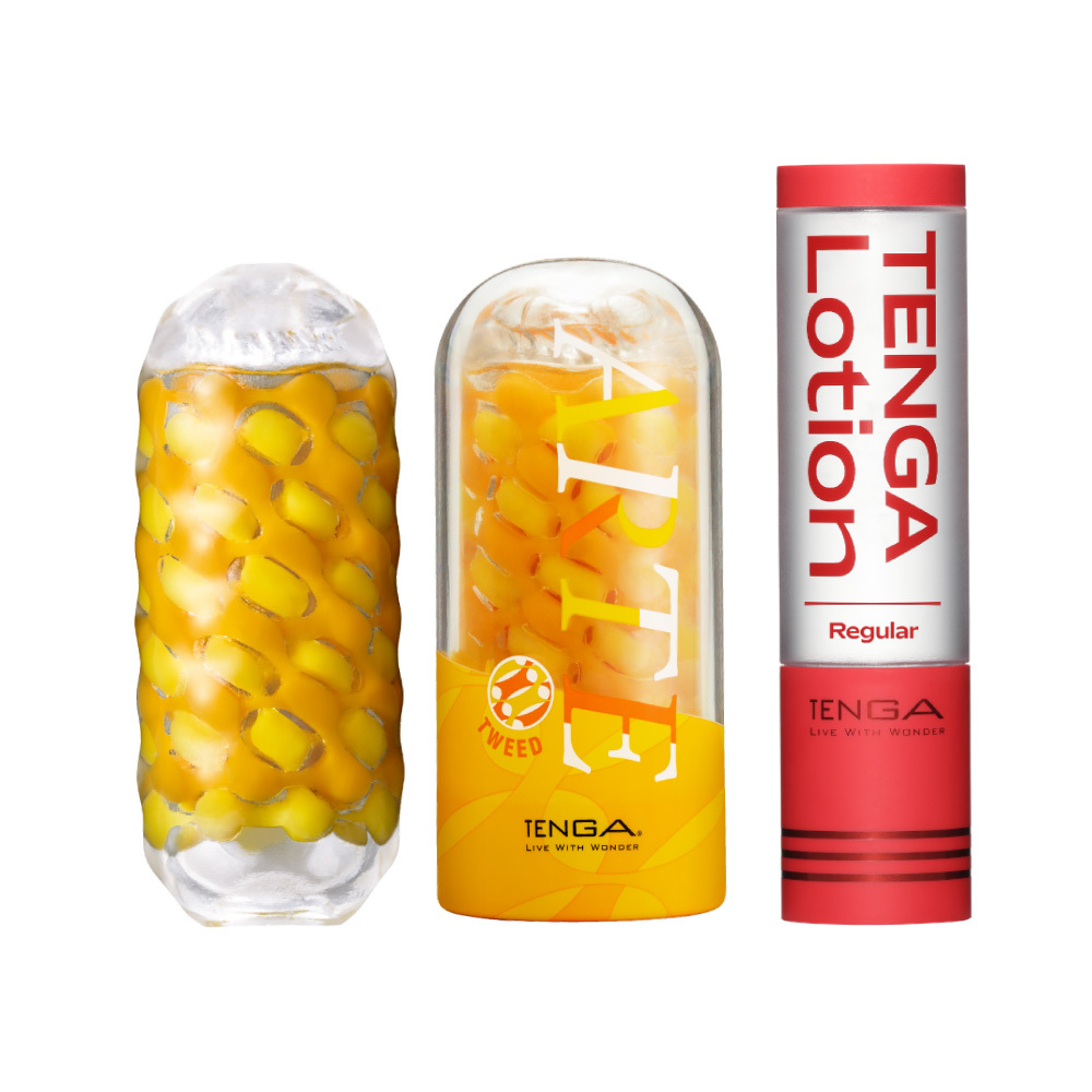 ARTE 織紋杯 [TWEED/厚磅黃] + TENGA LOTION套組