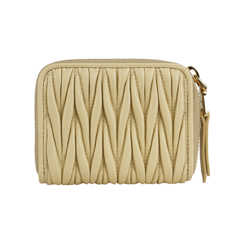 【MIU MIU】金字納帕皮革ㄇ形拉鍊零錢包/卡夾包(淺米色) 5MM268 AFPP F0K57