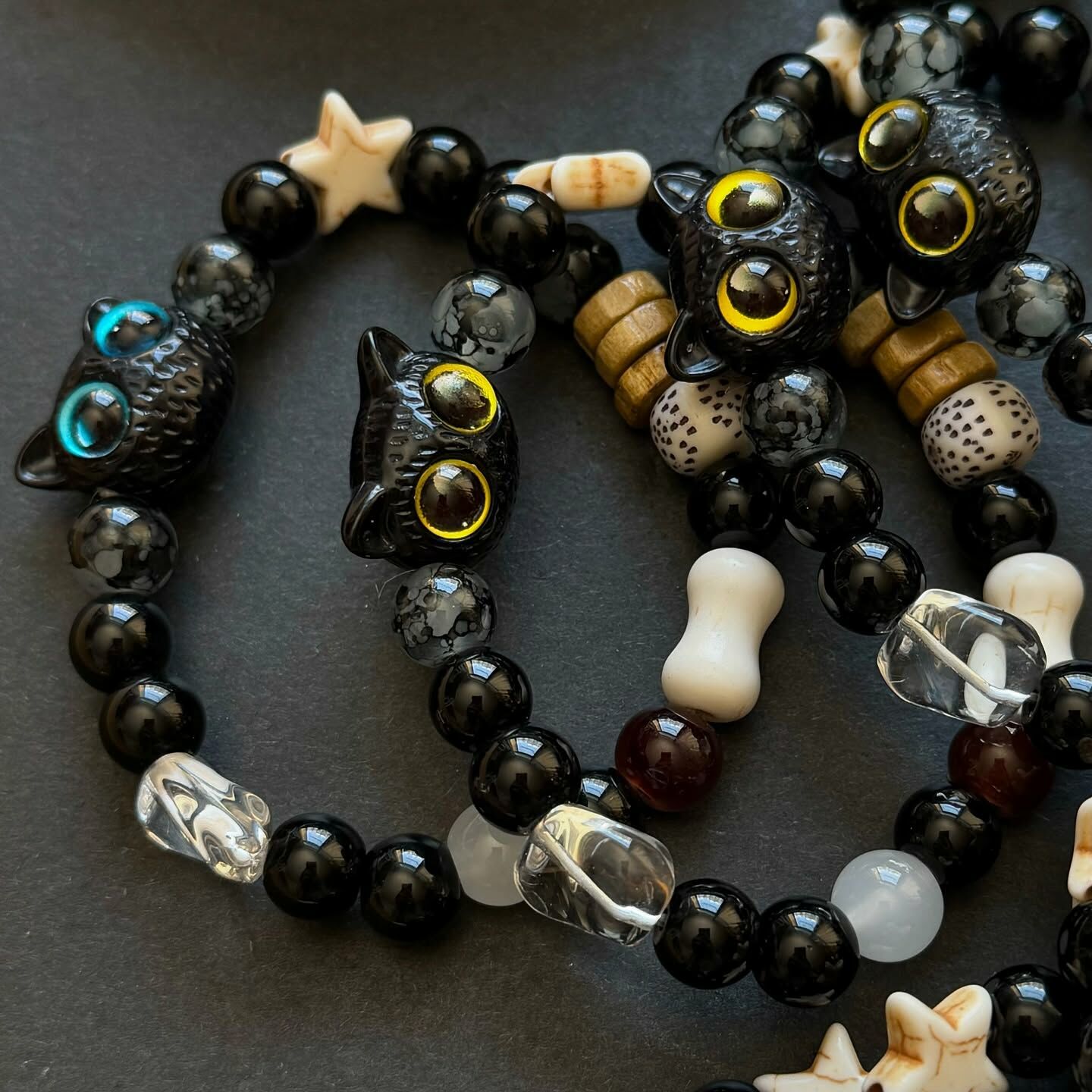 [原石] 黑貓 造型手串 可做串珠配件材料