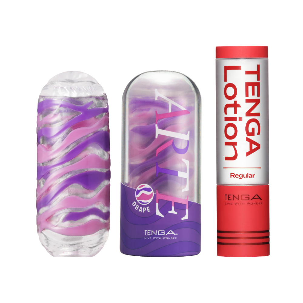 ARTE 織紋杯 [DRAPE/流線紫] + TENGA LOTION套組