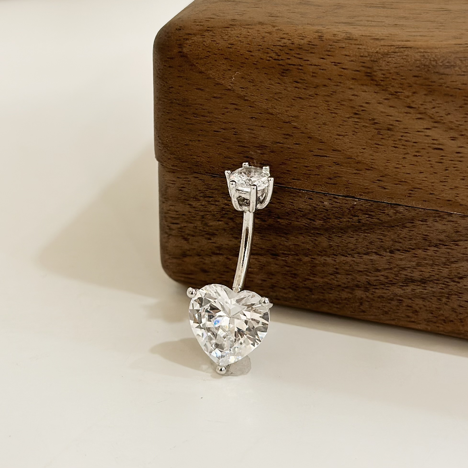 【純銀】鋯石愛心肚環