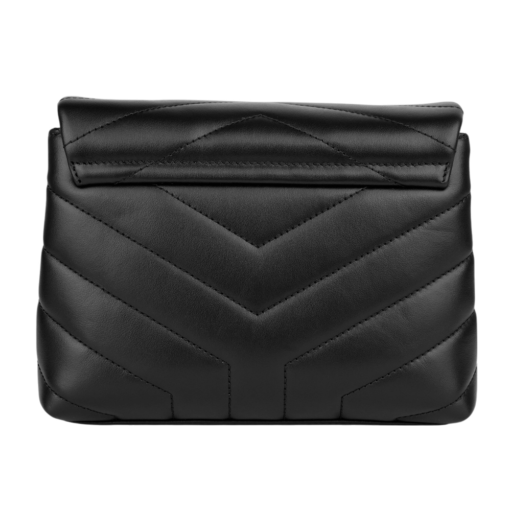 【YSL/Saint Laurent Paris】Monogram Lou Lou 黑釦V紋小牛皮斜背包(MINI)(黑色) 678401 DV708 1000