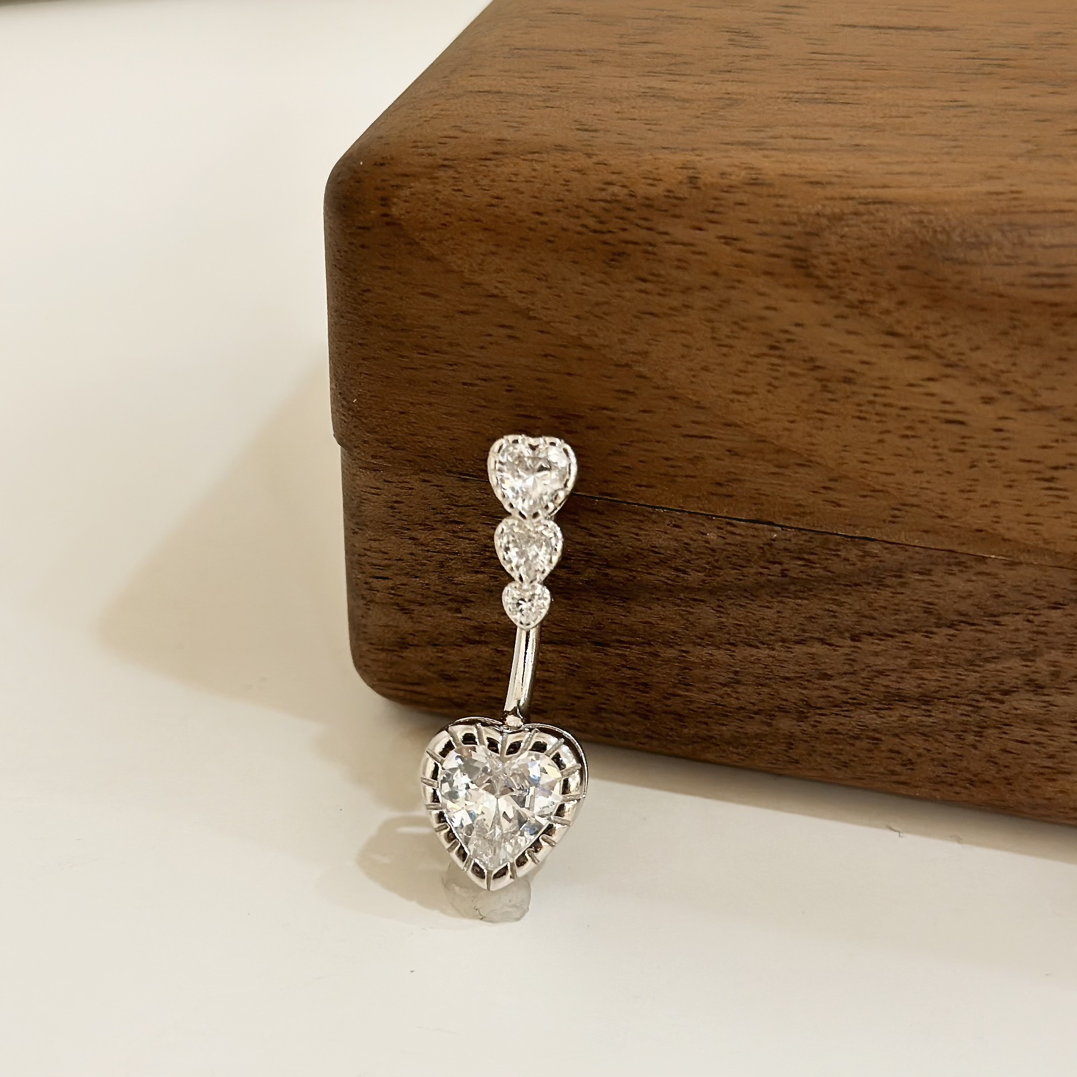 【純銀】愛心三鑽肚環