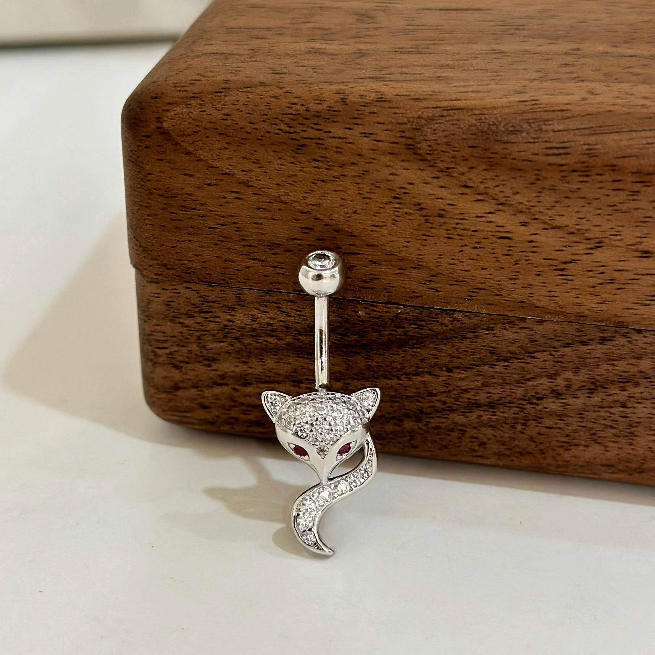 【純銀】排鑽狐狸肚環