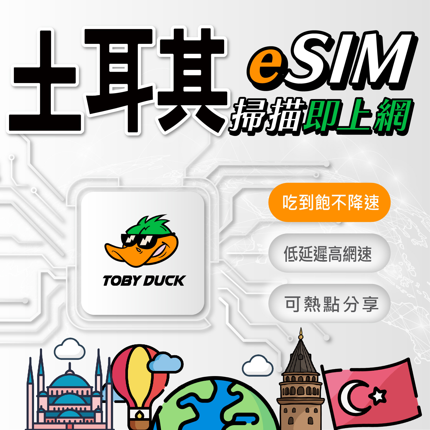 【鴨哥土耳其eSIM】土耳其吃到飽 Vodafone 伊斯坦堡 棉堡 eSIM 4G網卡 土耳其網卡