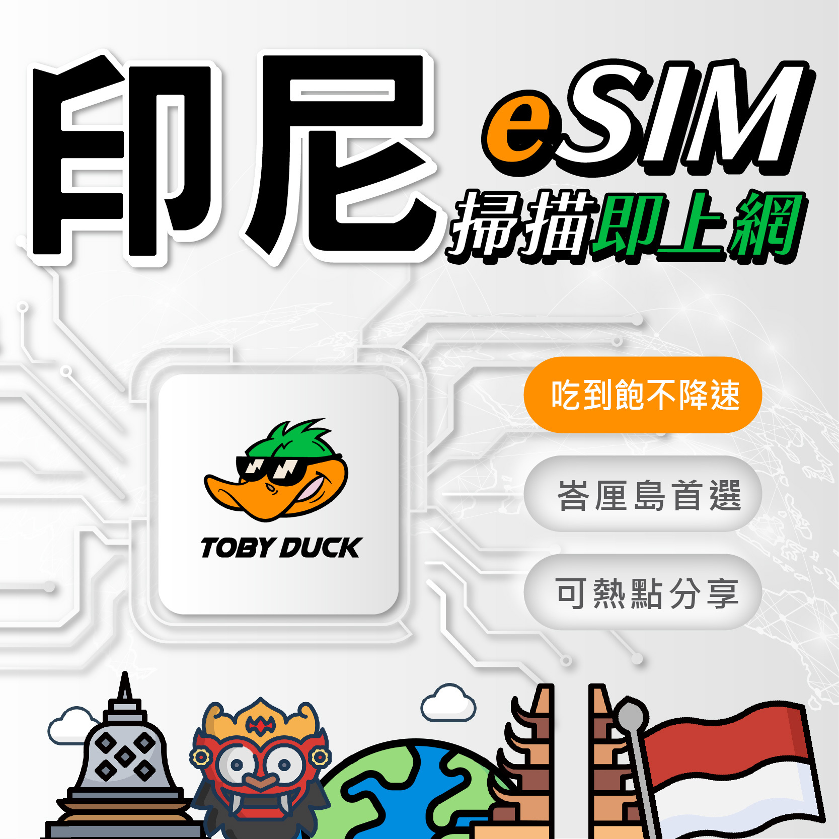 【鴨哥印尼eSIM】印尼eSIM卡 XL Axiatae eSIM 雅加達 峇里島 印尼上網 印尼網卡 無限吃到飽