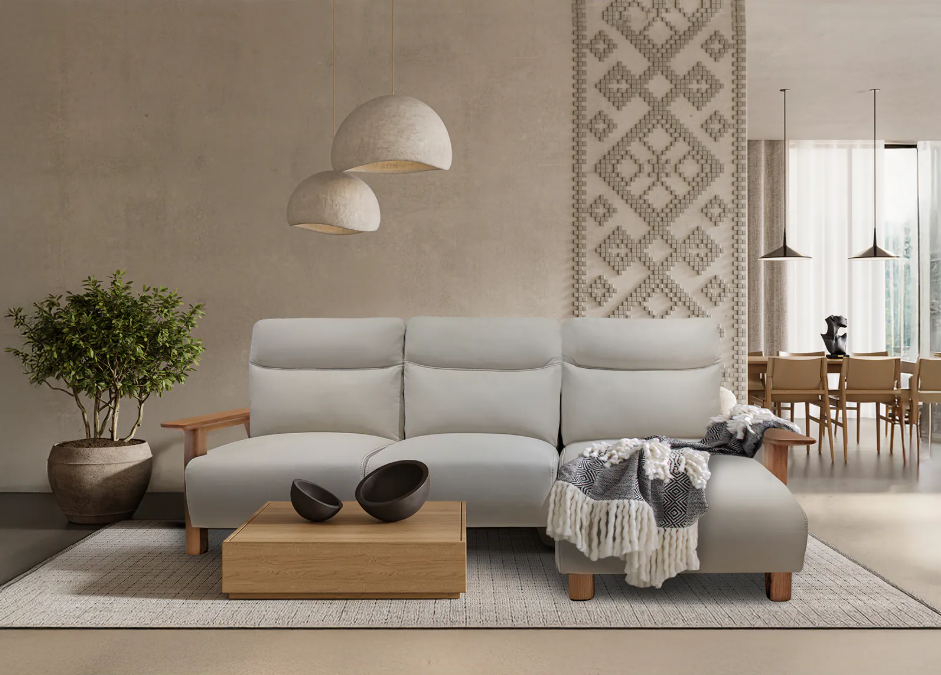 耐磨科技皮L型沙發