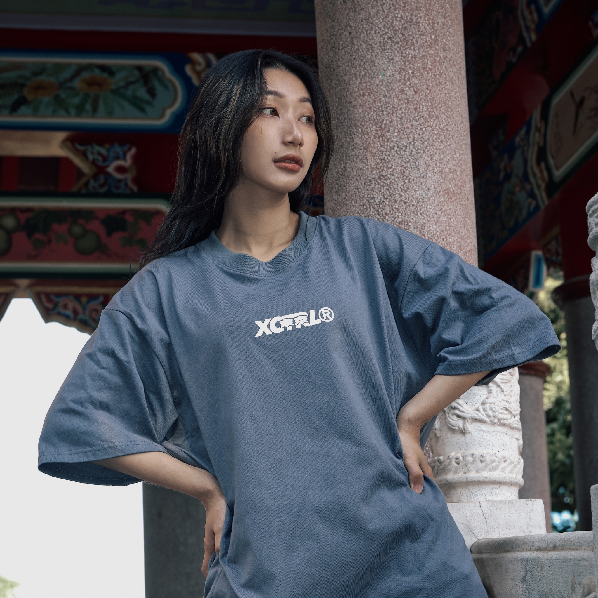 XCTRL 東京神龍寬版短T-灰藍