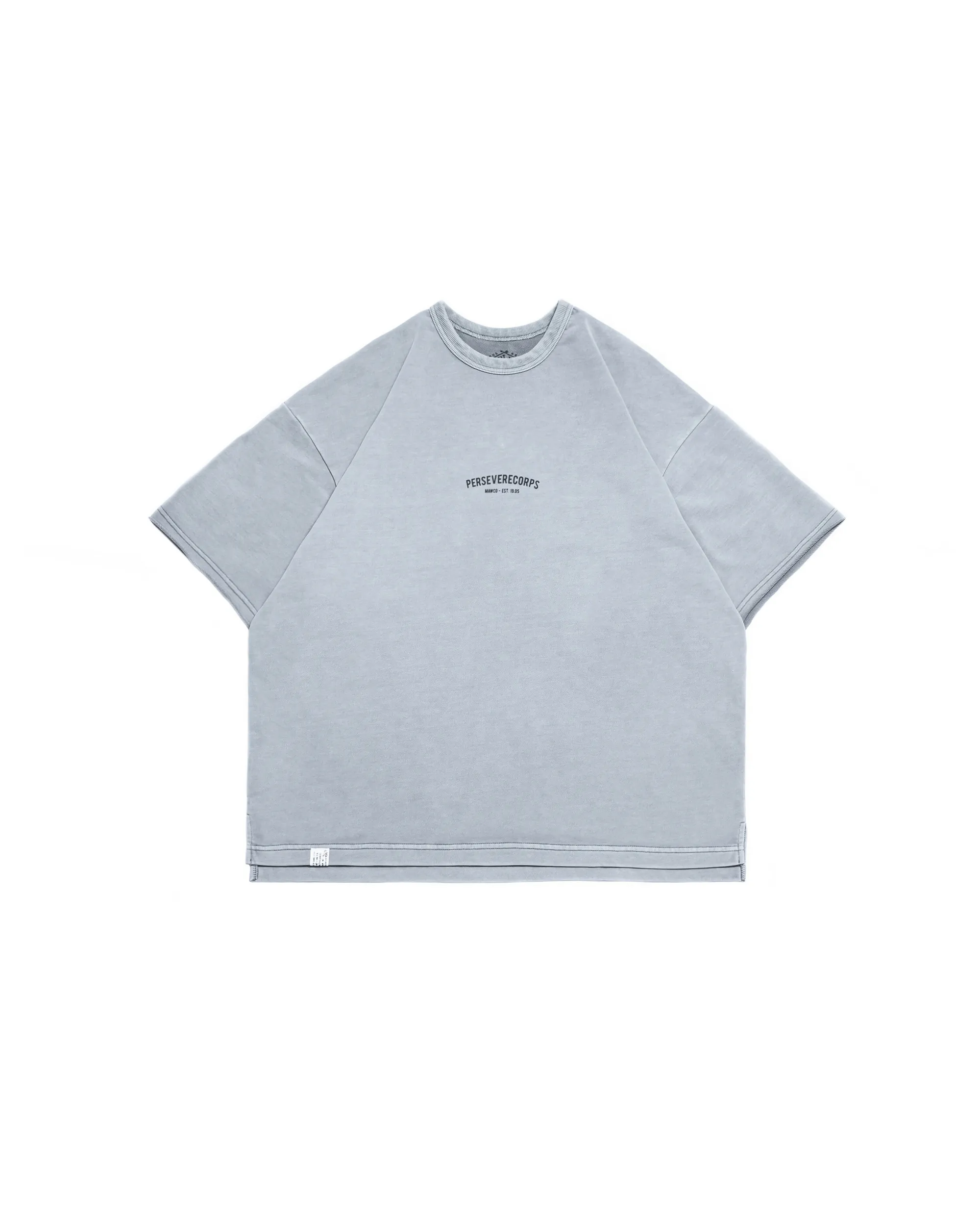 PERSEVERE WASHED FRENCH TERRY T-SHIRT - WASHED LIGHT GREY