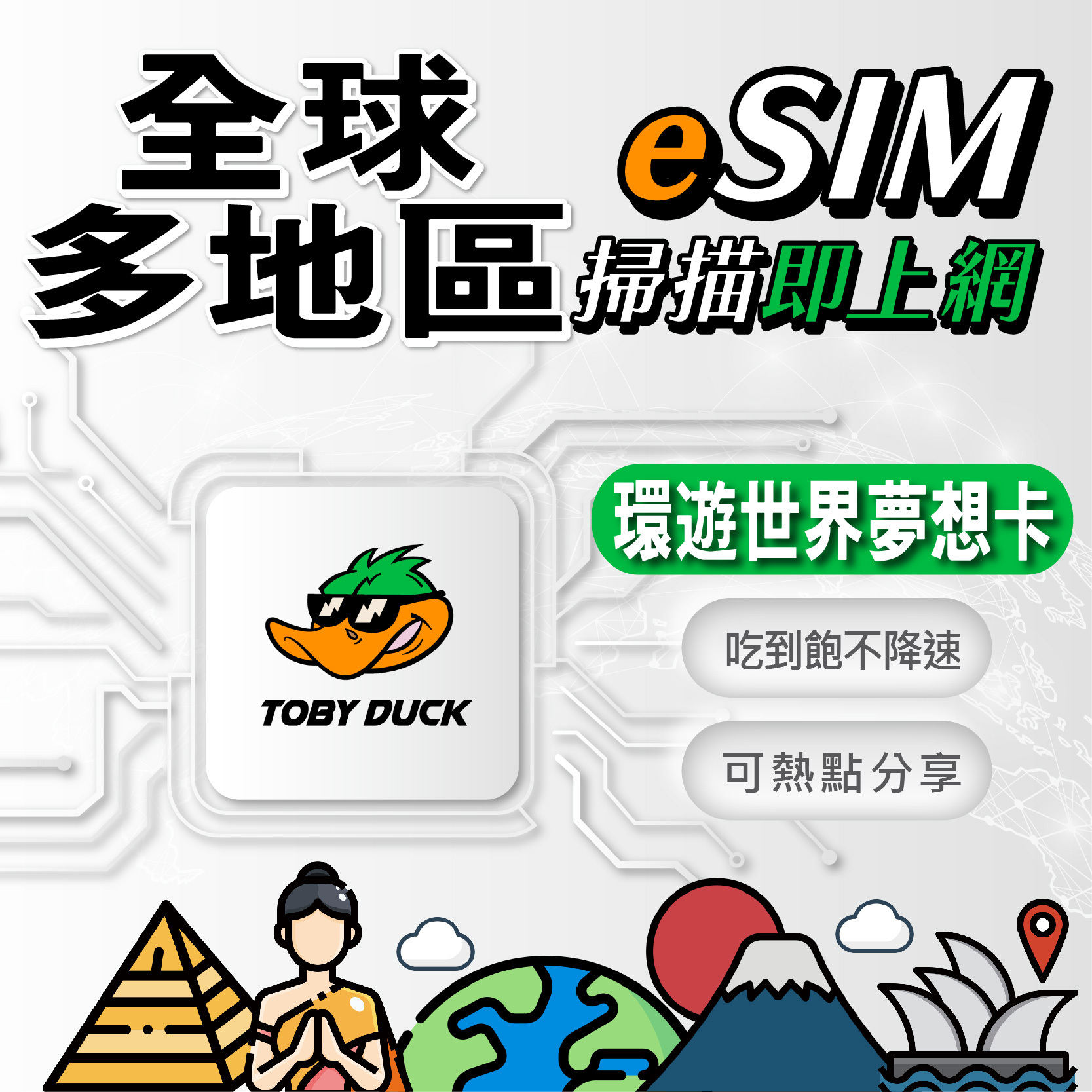 【鴨哥全球多地區eSIM】全球eSIM 多地區eSIM AIS 多國共用 全球通用eSIM 全球上網卡 免換卡