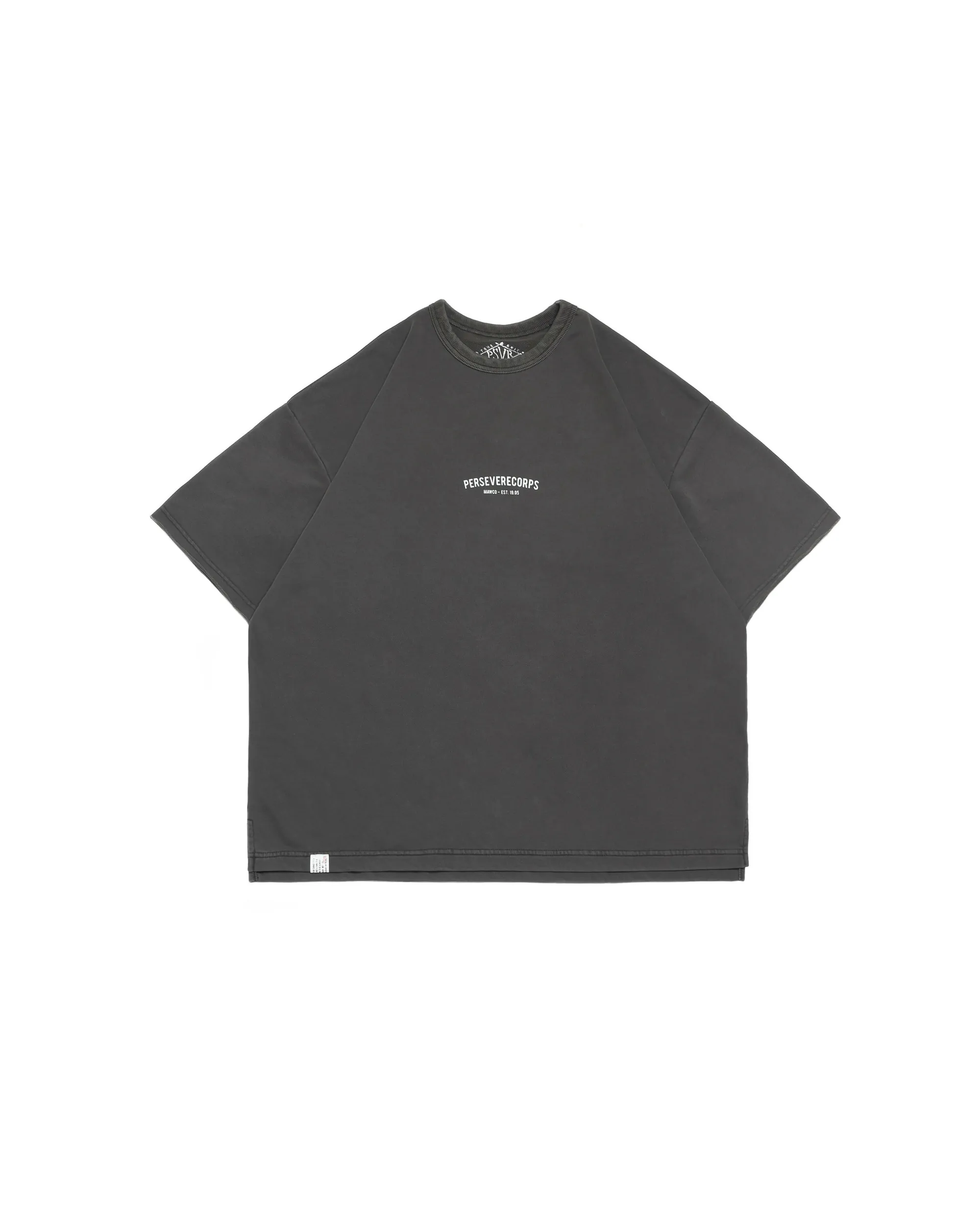 PERSEVERE WASHED FRENCH TERRY T-SHIRT - WASHED DARK GREY