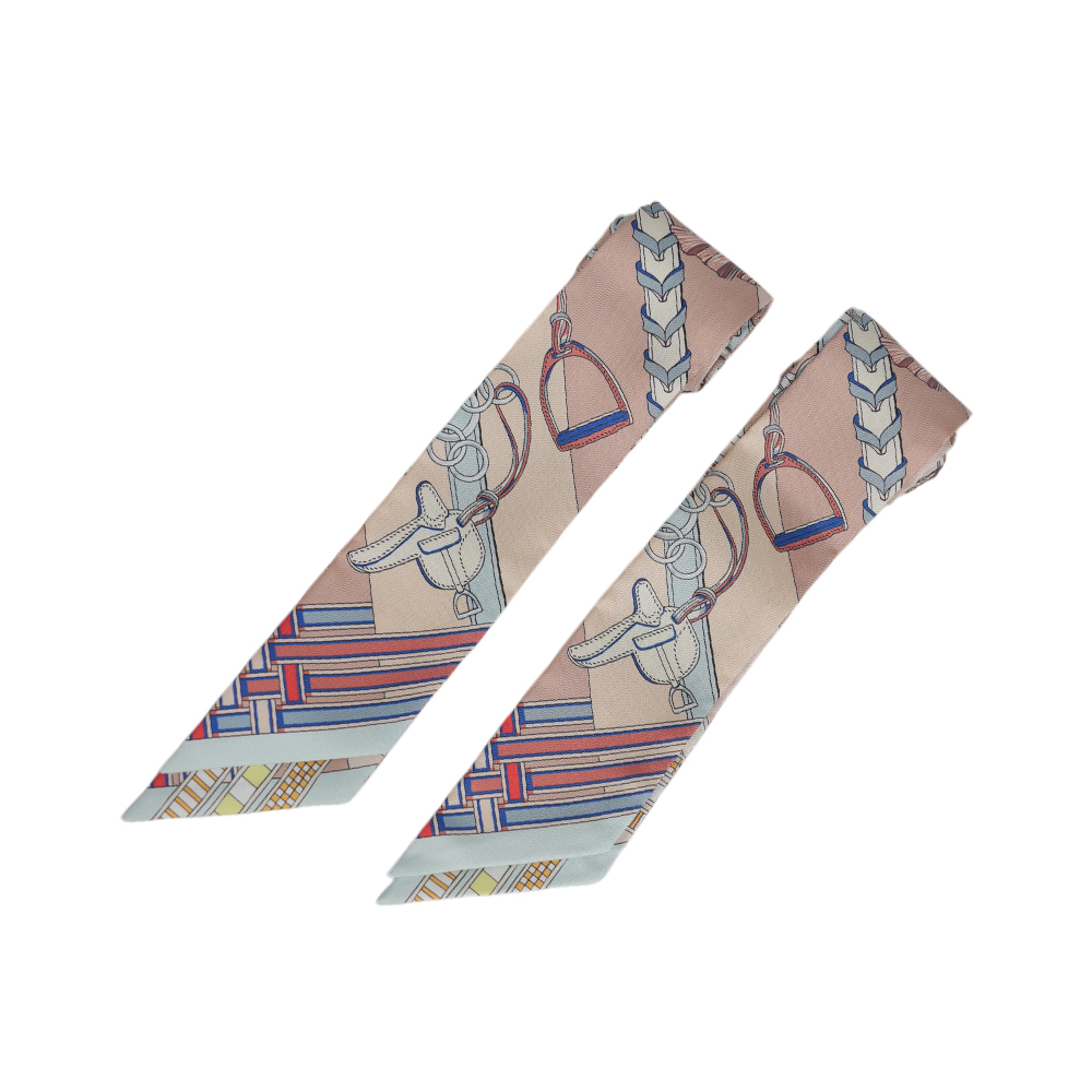 【Hermès】Brides et Gris-Gris Twilly絲巾(一對)