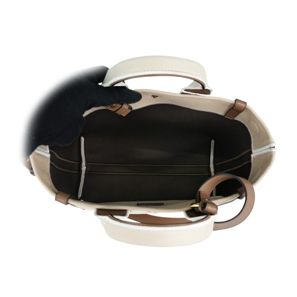 【Chloe】Carry 刺繡標誌帆布小款手提/斜背二用托特包(米色) CHC25SS911O6523N