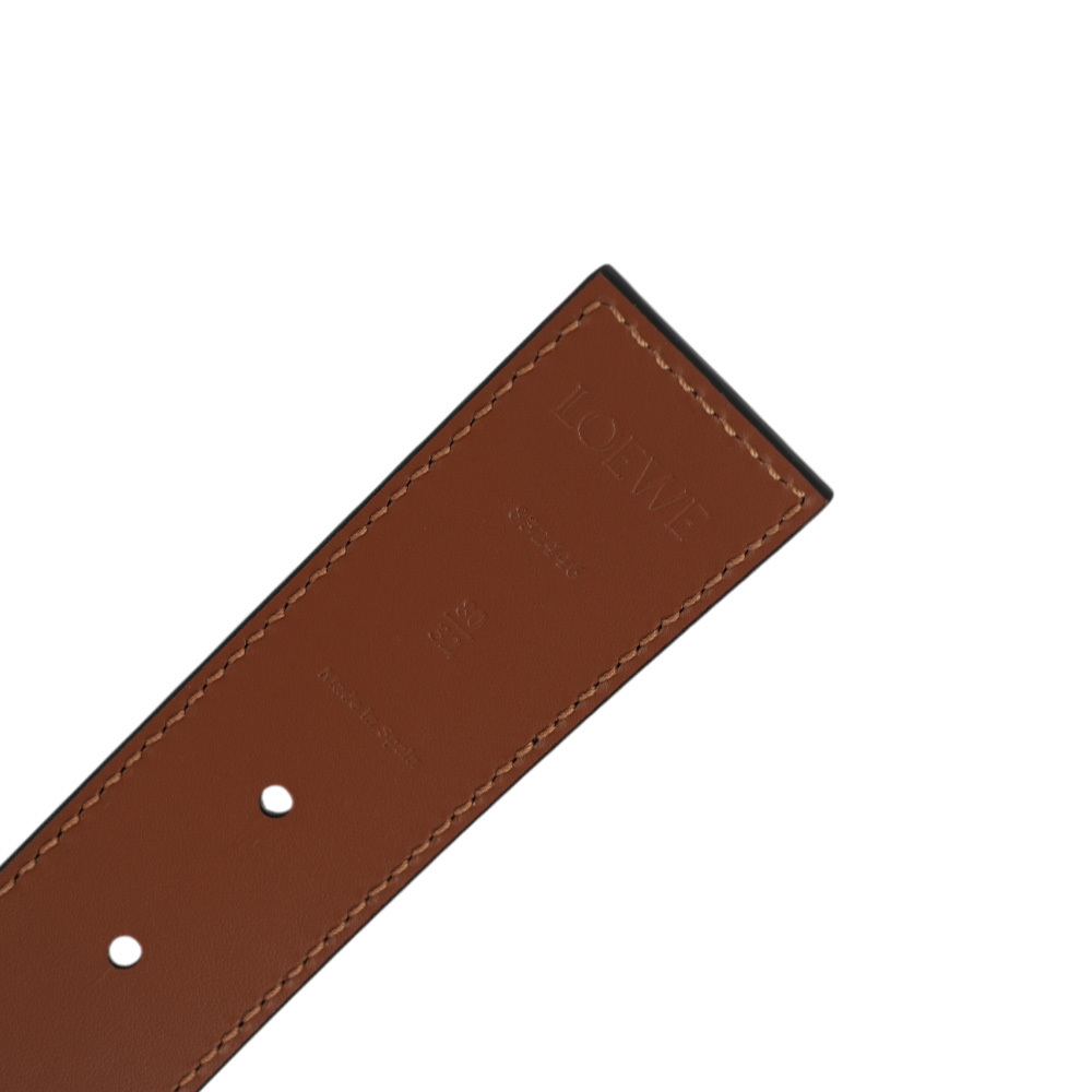 【LOEWE】Anagram 銀釦平滑牛皮雙面可用皮帶80cm(黑色/焦糖色)E821Z20X02 1555