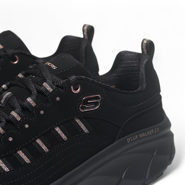 SKECHERS 休閒鞋 D'LUX WALKER 2.0 黑 麂皮 記憶鞋墊 女 150106BKRG