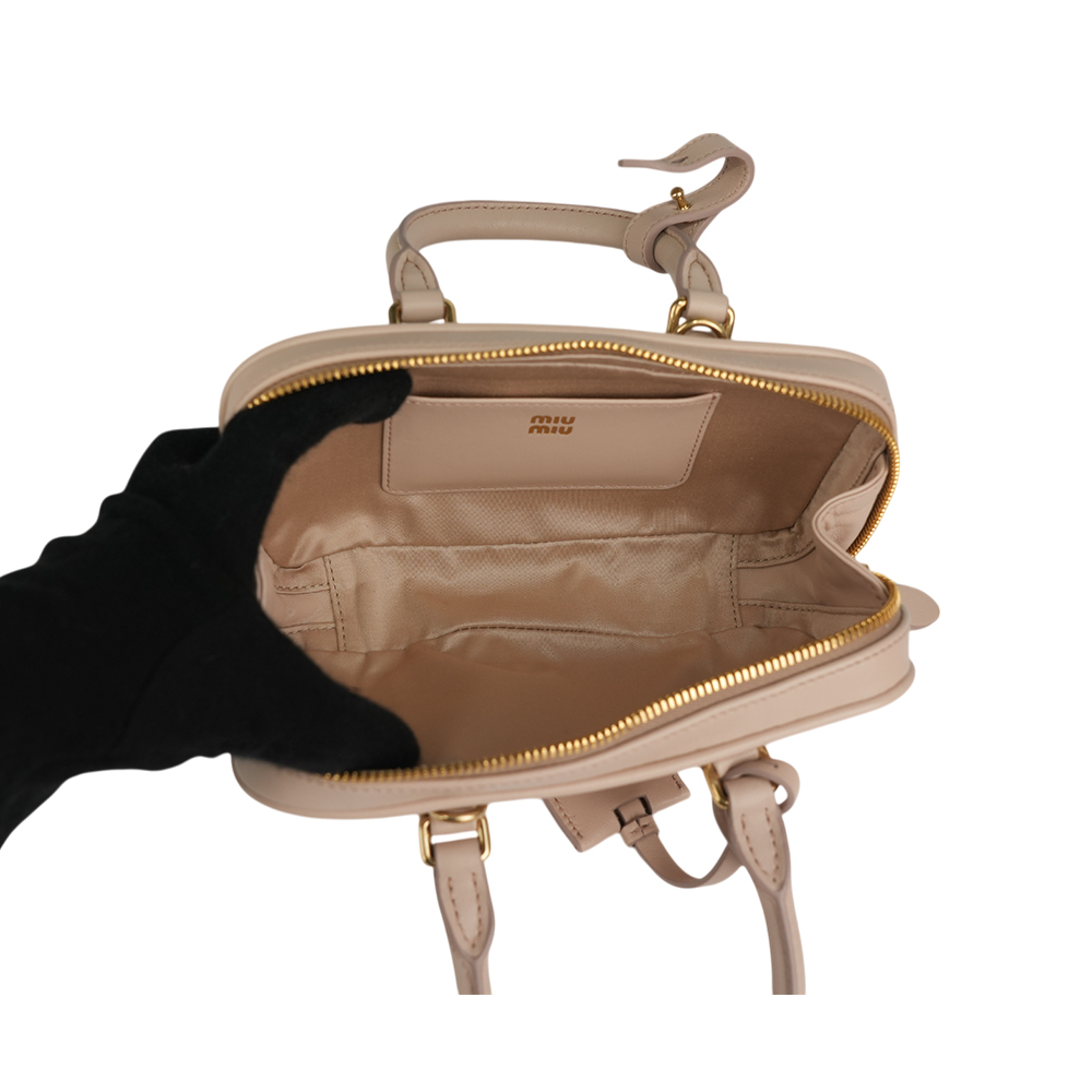 【MIU MIU】Arcadie 抓皺納帕皮革手提/斜背迷你二用包(粉色)5BP088_N88_F0236