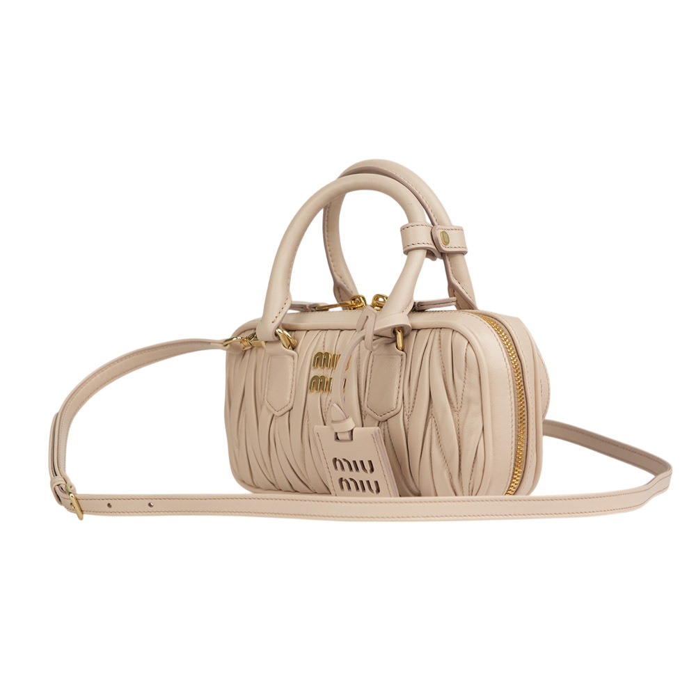 【MIU MIU】Arcadie 抓皺納帕皮革手提/斜背迷你二用包(粉色)5BP088_N88_F0236