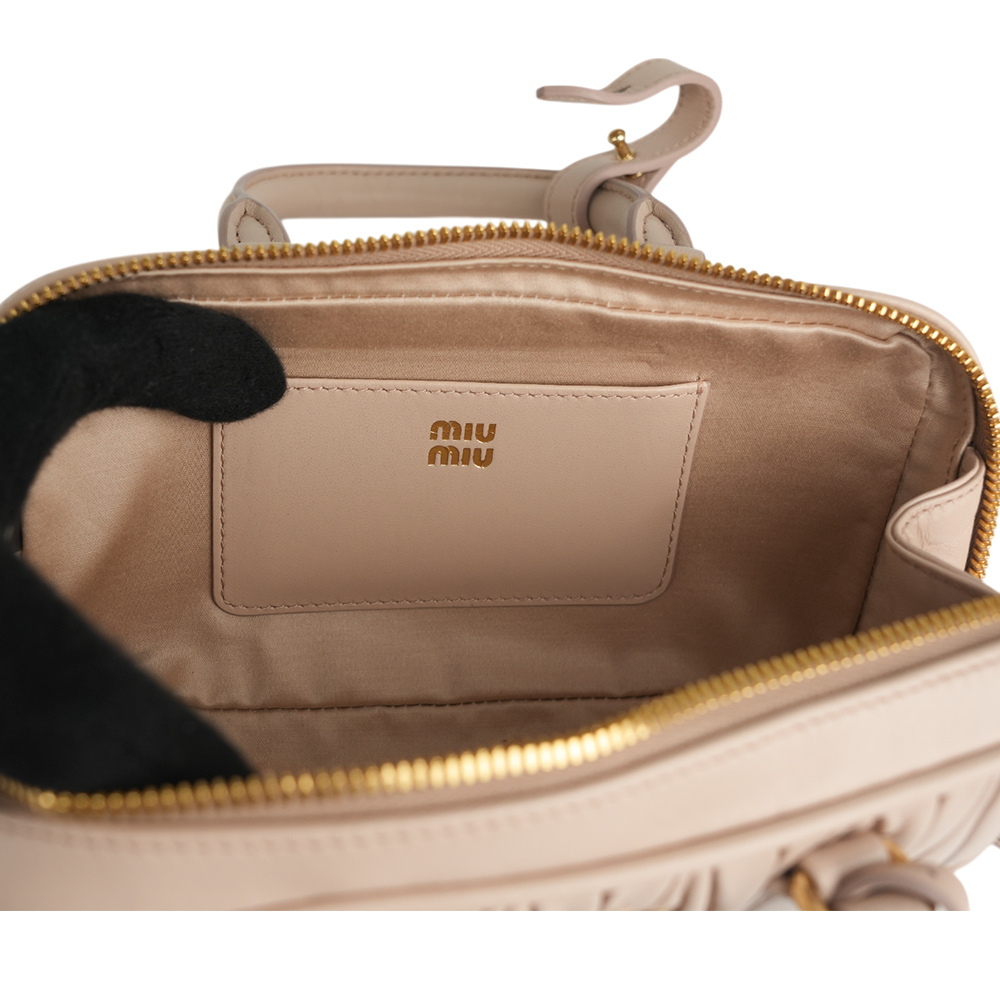 【MIU MIU】Arcadie 抓皺納帕皮革手提/斜背迷你二用包(粉色)5BP088_N88_F0236