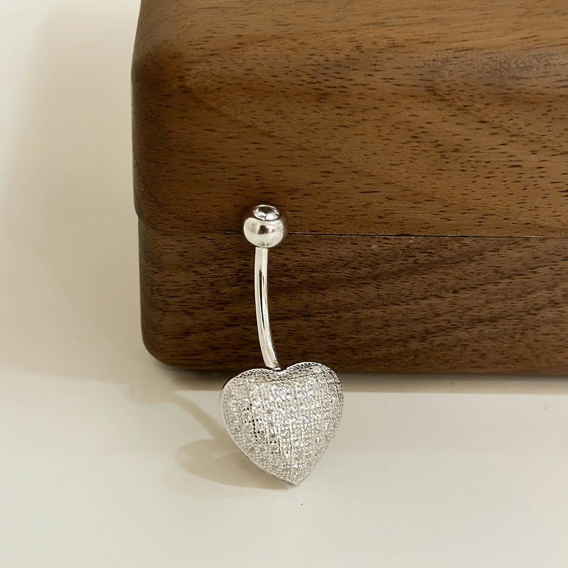 【純銀】滿鑽愛心肚環