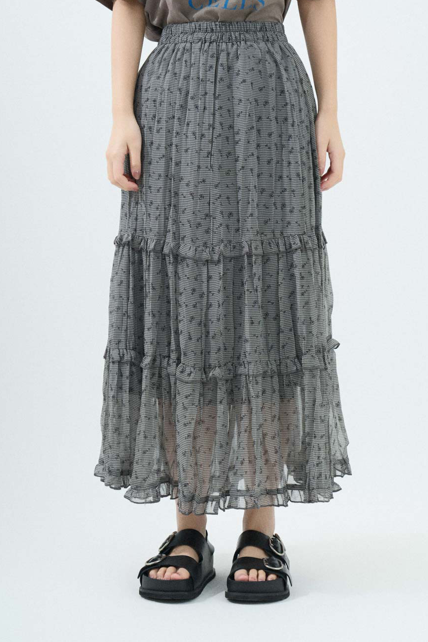 細格花花雪紡蛋糕裙（現貨款式）