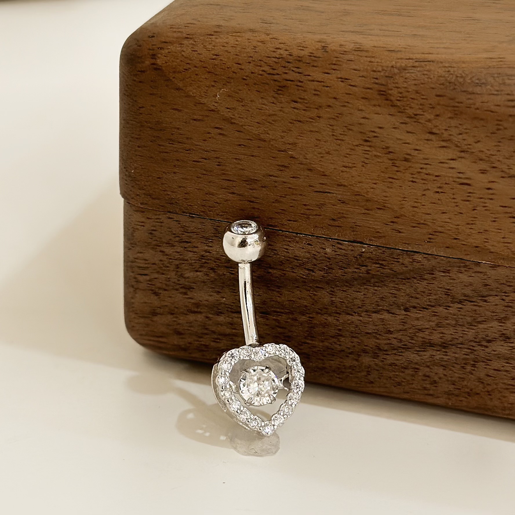 【純銀】排鑽愛心靈動肚環