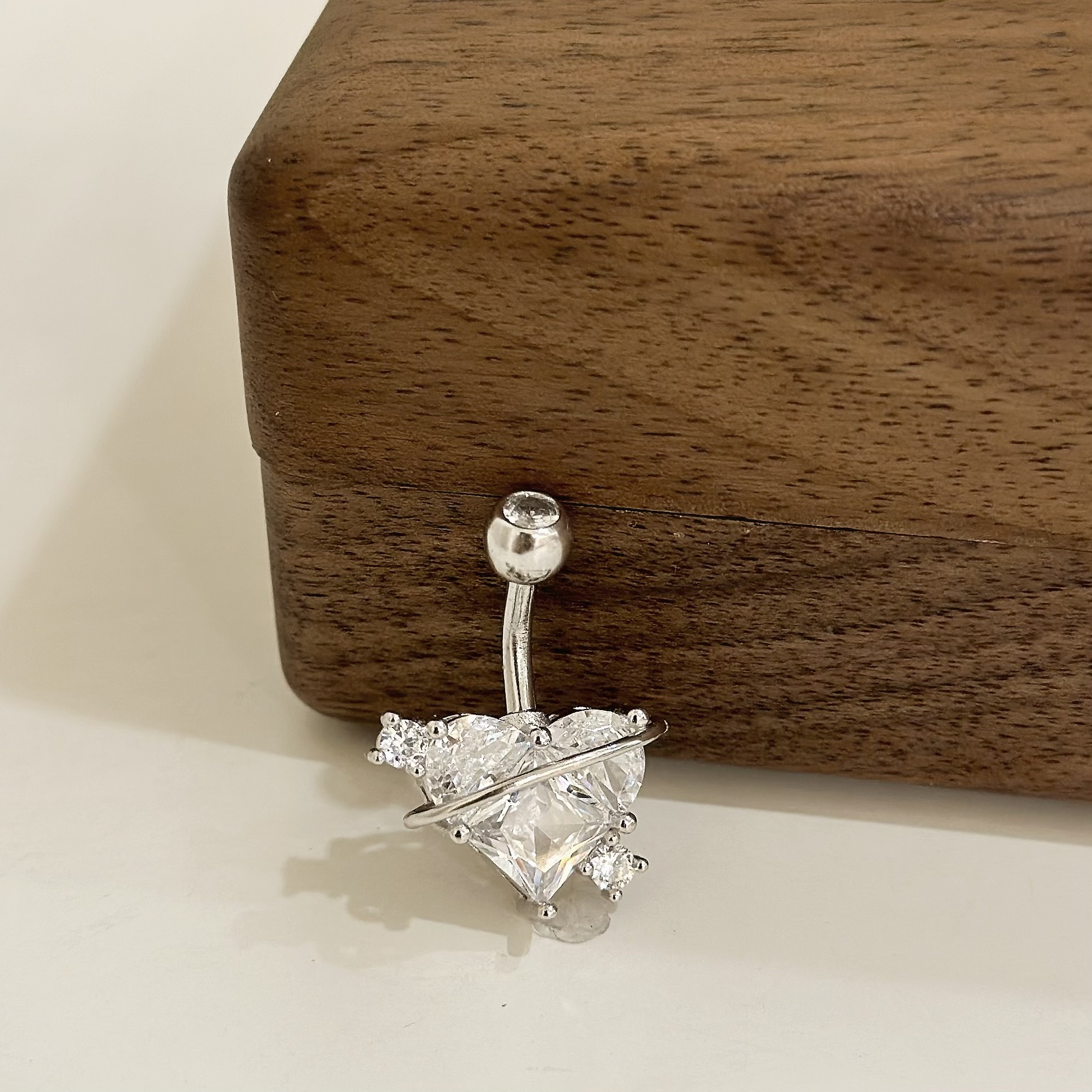 【純銀】鋯石愛心星球肚環