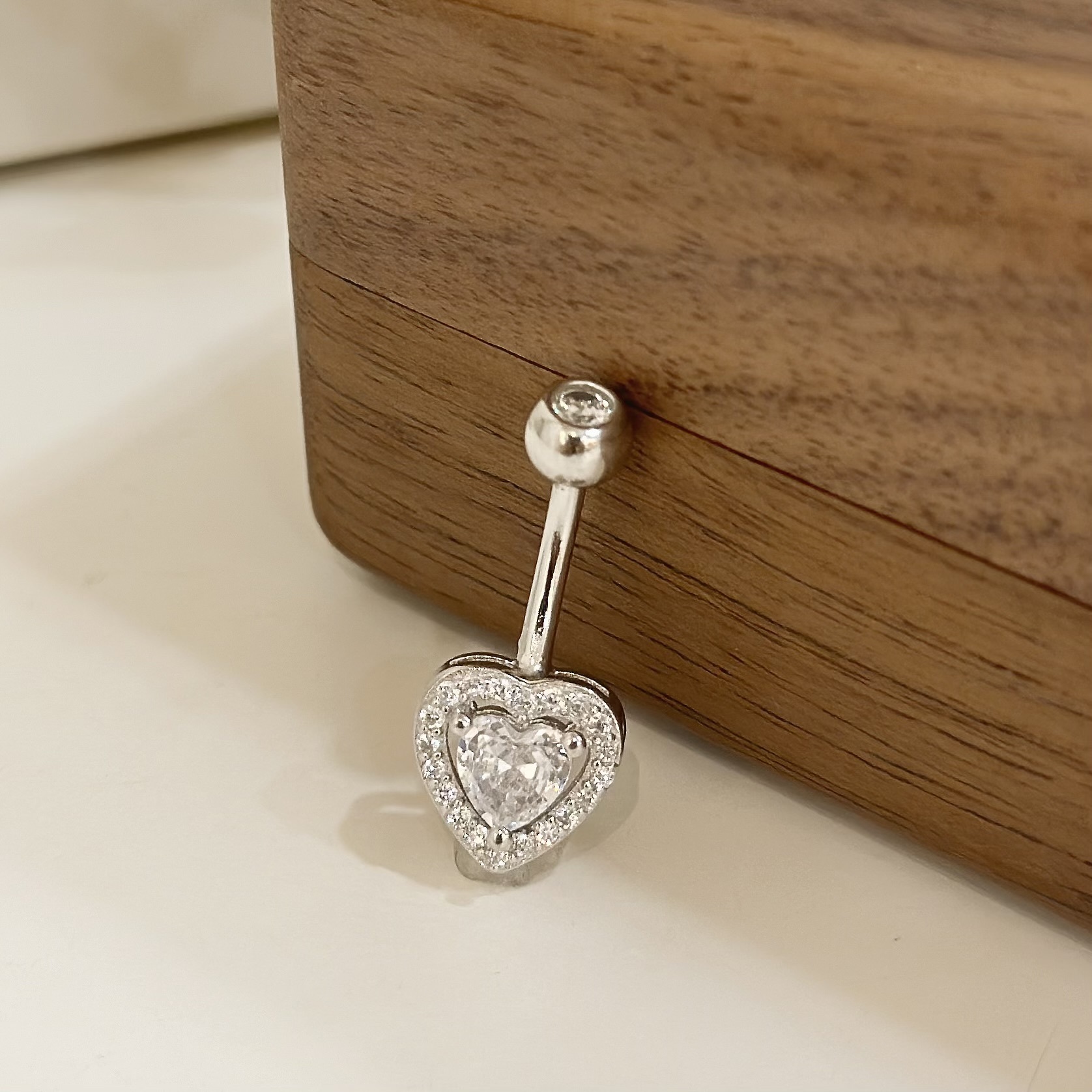 【純銀】愛心鑽肚環