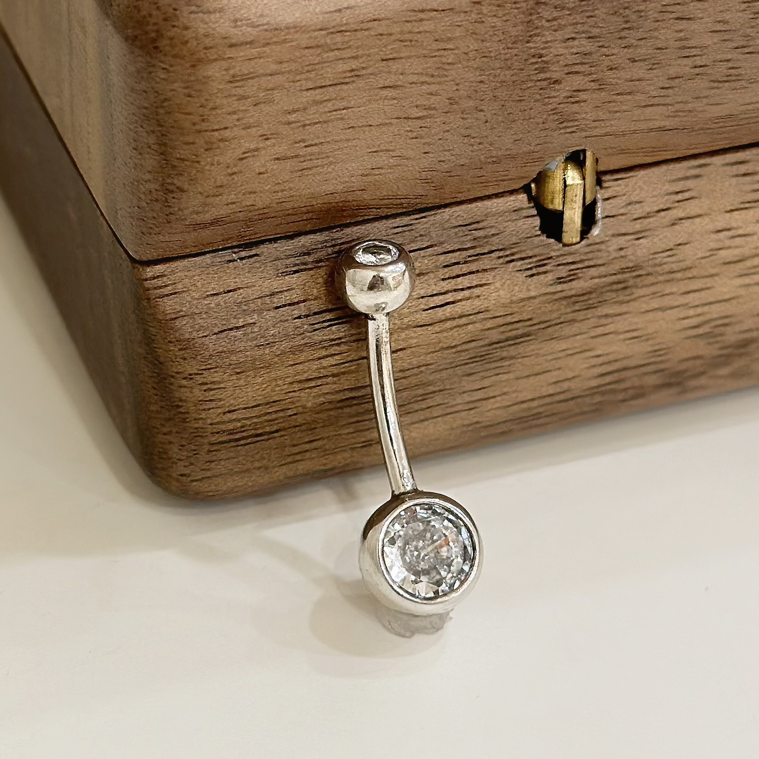 【純銀】單鑽素面肚環