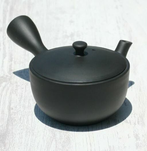 日本製 茶壺 常滑燒 黑窯變平型 急須