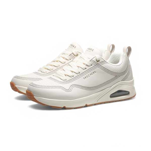 SKECHERS 休閒鞋 UNO 白 皮革 氣墊 記憶鞋墊 男 183014OFWT